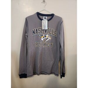 Nashville Predators Shirt Mens M‎ Gray Long Sleeve Thermal Cotton Blend NHL NEW